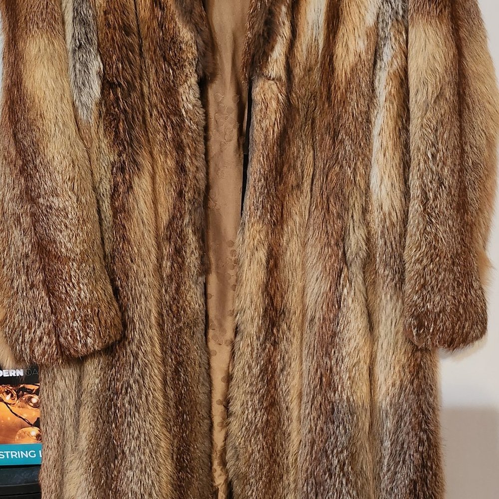 Vintage Ladies Real Fox and Suede Fur Coat, Full Length